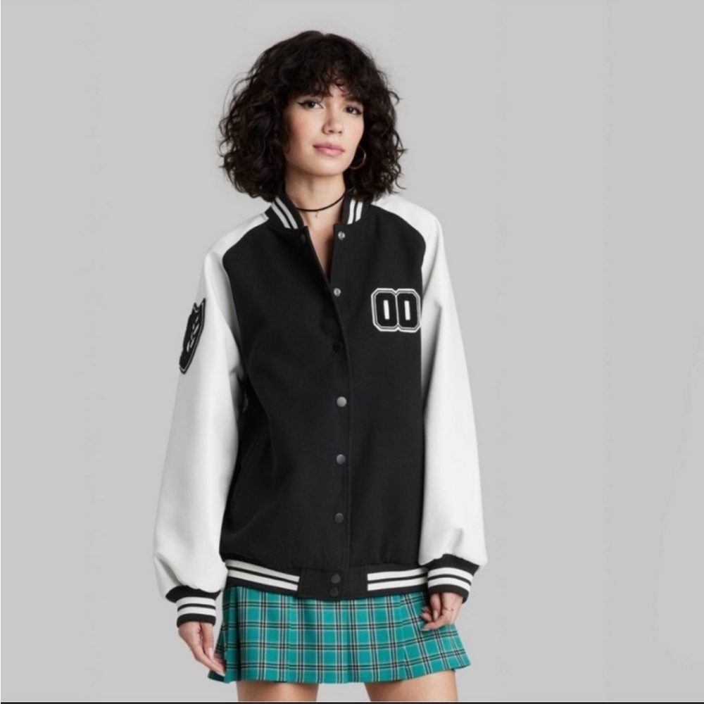 NWT Wild Fable Faux Leather Varsity Jacket